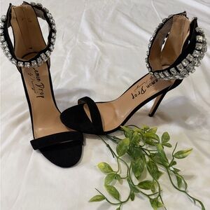 Glamorous Black Heels with Sparkling Ankle Strap